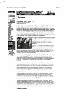 Reformismo para o Século XXI, por Gina de Azevedo Marques. In Destaque