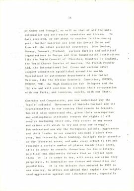 Mensagem de Boas Festas do Secretário Geral do Partido, Amílcar Cabral, endereçada aos camaradas e militantes