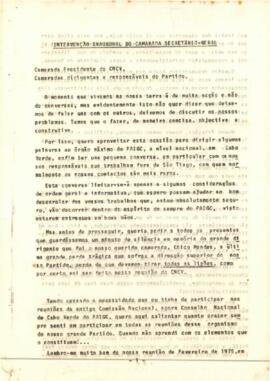 Intervenção inaugural do camarada Secretário Geral do PAIGC, na reunião do Conselho Nacional de Cabo Verde - CNCV, antiga Comissão Nacional