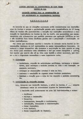 Memorando da Comissão Central para as Comemorações do XI Aniversário da Independência Nacional, do Setor do Sal