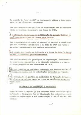Conclusões da IV Reunião Ordinária do Comité Nacional da OMCV