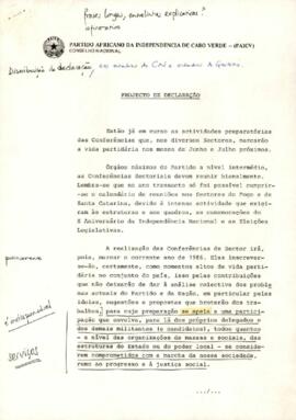 Projeto de declaração da Comissão Política do PAICV