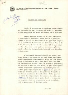 Projeto de declaração da Comissão Política do PAICV