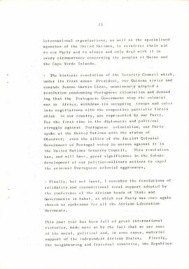 Mensagem de Boas Festas do Secretário Geral do Partido, Amílcar Cabral, endereçada aos camaradas e militantes
