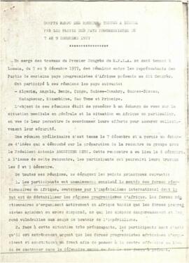 Compte rendu des réunions tenues `a Luanda par les partis des pays progressistes du 7 au 9 décembre 1977