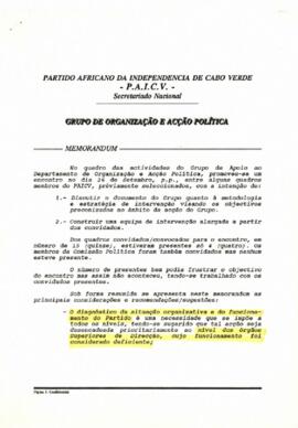 Memorando do Grupo de Organização de Ação Política do PAICV