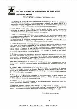 Declaração da Comissão política do PAICV