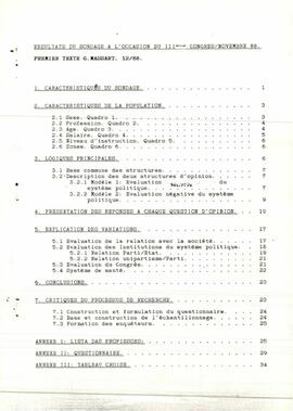 Sondagem por ocasião do III Congresso. Resultados