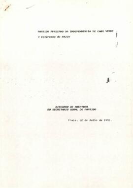 V Congresso do PAICV: Discurso de abertura do Secretário Geral do PAICV