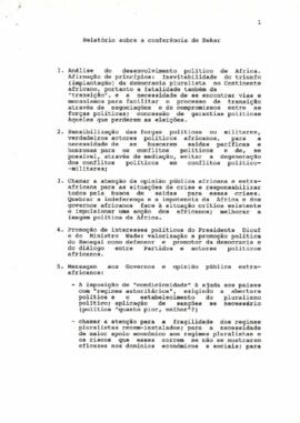 Conferência de Dakar: Relatório