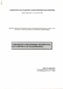 II Congresso dos Quadros Caboverdianos da Diáspora:  Painel III- Relações de Solidariedade entre as Comunidades Caboverdianas no exterior e com Cabo Verde, forma de expressão e aprofundamento dessas relações