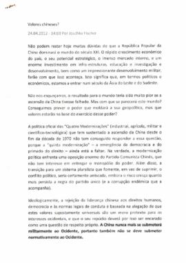 Fórum: Valores chineses, por Joschka Fischer