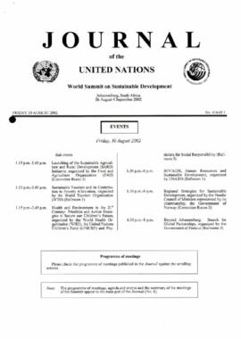 Cimeira Joanesburgo: Journal of the United Nations. Events