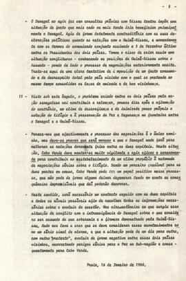 Relatório-síntese da missão do Camarada 1° Comandante Honório Chantre, membro da Comissão Política do PAICV e Ministro da Defesa Nacional a Guiné-Bissau, no dia 14 de janeiro de 1984