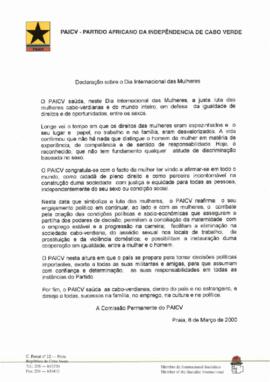 Declaração sobre o Dia Internacional das Mulheres