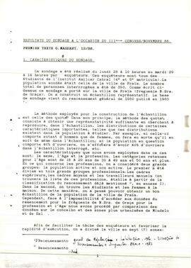 Sondagem por ocasião do III Congresso. Resultados