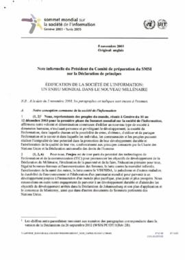 Note informelle du Président du Comité de préparation du SMSI sur la déclaration de principes