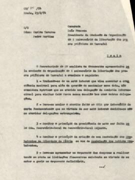 Comemorações do X aniversário da libertação dos presos políticos do Tarrafal