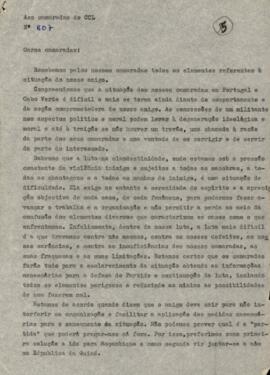 Carta nº 807, de Pedro Verona Pires para os camaradas do CCL