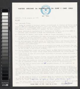 Carta nº 105, assinada por Amílcar Cabral e dirigida ao Camarada Pedro Pires