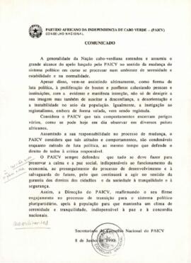 Comunicado do Conselho Nacional do PAICV