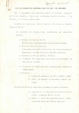Ata da reunião da Comissão Política do PAICV