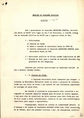 Ata nº3/88 da reunião da Comissão Política do PAICV