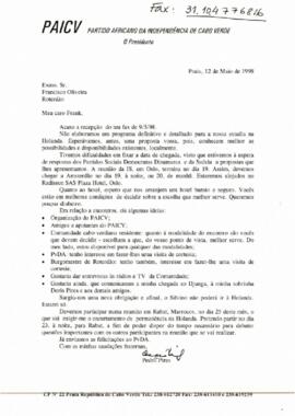 Carta do Presidente do PAICV ao Senhor Francisco Oliveira