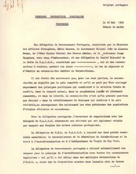 Première proposition portuguaise – Protocolo