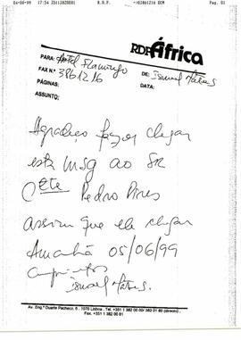 Convite da RDP África dirigido ao Presidente do PAIGC, para tomar parte no programa "Debate africano"