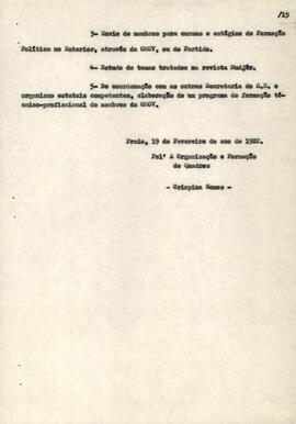 Relatório da OMCV e programa de ação para 1982