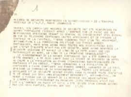 Telex sobre o reforço das medidas de segurança na Guiné-Bissau.