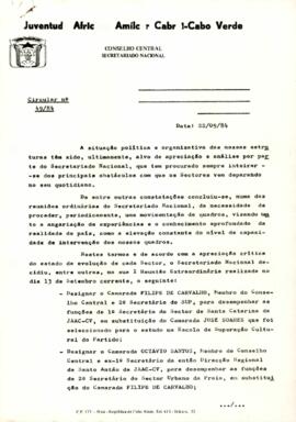 Circular nº  49/84, de 22 de setembro de 1984, da Juventude Africana Amílcar Cabral