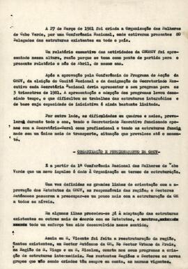 Relatório da OMCV e programa de ação para 1982