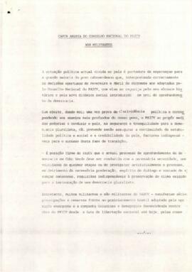 Carta aberta do Conselho Nacional do PAICV aos Militantes