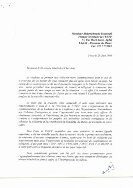 Carta do Presidente do PAICV ao Primeiro Secretário do USFP, Mr. Abderrahmane Youssoufi