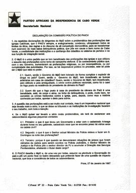 Declaração da Comissão política do PAICV