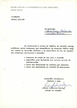 Nota endereçada ao camarada Olívio Pires, pelo Camarada  Pedro Rodrigues Lopes
