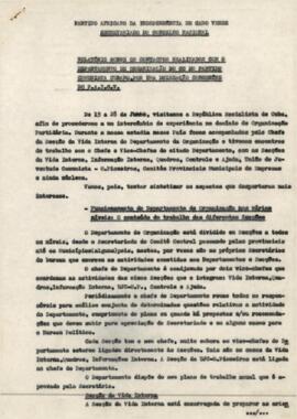 Relatório sobre os contatos realizados com o Departamento de Organização do CC do Partido Comunista cubano, por uma delegação congénere do PAICV