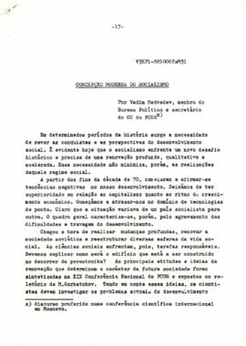 Concepção Moderna do Socialismo, por Vadim Medvede, membro Bureau Politico e Secretário do CC do PUCUS