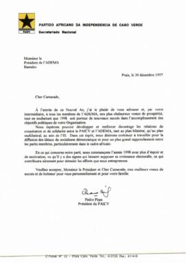 Carta do Presidente do PAICV ao Presidente da ADEMA- PASJ
