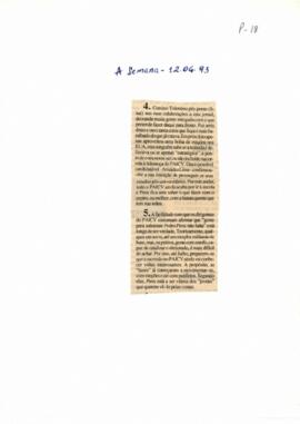 Artigo sobre liderança do PAICV. In jornal " A Semana"