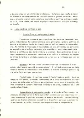 Seminário sobre a África de Língua Oficial Portuguesa, Portugal e os Estado Unidos da América: Cabo Verde – Opção por uma política de paz, comunicação apresentada pelo Sr. Renato Cardoso, Conselheiro de S. Excia o Primeiro Ministro de Cabo Verde