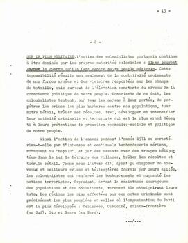 Rapport bref sur la lutte en 1971, par Amílcar Cabral, Secrétaire Général du PAIGC
