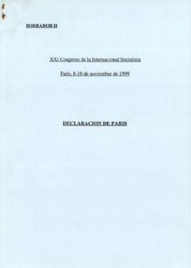 XXI Congreso de la Internacional Socialista: Declaracion de Paris