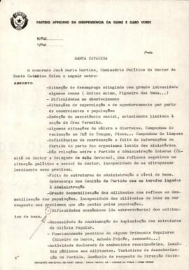 Tópicos da 1ª parte da reunião de 16 de outubro de 1976, na Assomada