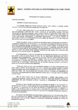 Declaração do Presidente do PAICV