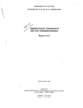 Rapport final du Ministère du Plan et de la Coopération sur la migration et transferts des cap-verdiens émigrés