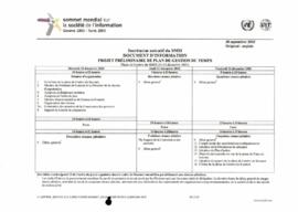 Secrétariat Exécutif du SMSI: Document d'information. Projet préliminaire de plan de gestion du temps